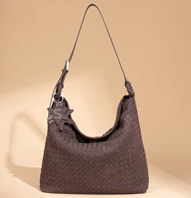 Woven Handbag Handmade Designer Bag Luxury Woven Shoulder Bag for Women Suede Leather Bag Fashion Purse Hobo Bag Ladies Tote Bag Under Arm Bag for Winter