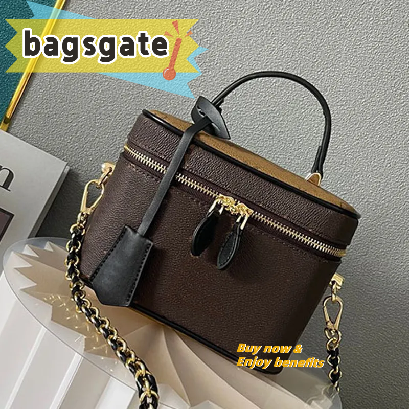 Fashion Crossbody Designer Letter Makeup Box Retro Classic Single Handle Leather Woven Chain Shoulder Toiletries Storage Bags Wallet