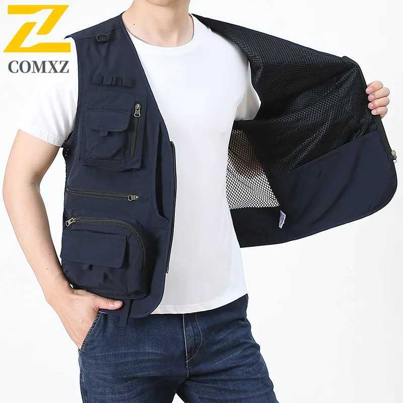 New Summer Outdoor Mens Vest Fashion Thin Mesh Breathable Sleeveless Work Jacket Casual Reporter Photographer Multi-Pocket Vest X250403