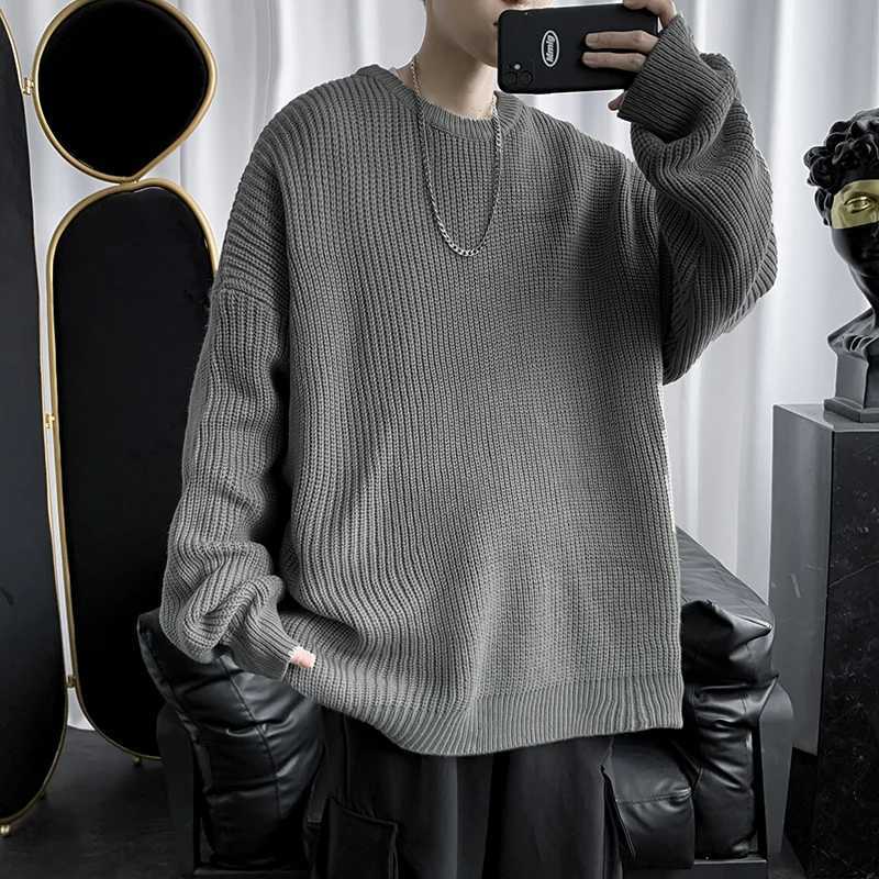 Men Korean Fashion Sweaters Solid Color Oversized Sweater Men Long Sleeve Shirts Autumn Winter Clothing Men Streetwear PulloversT251103