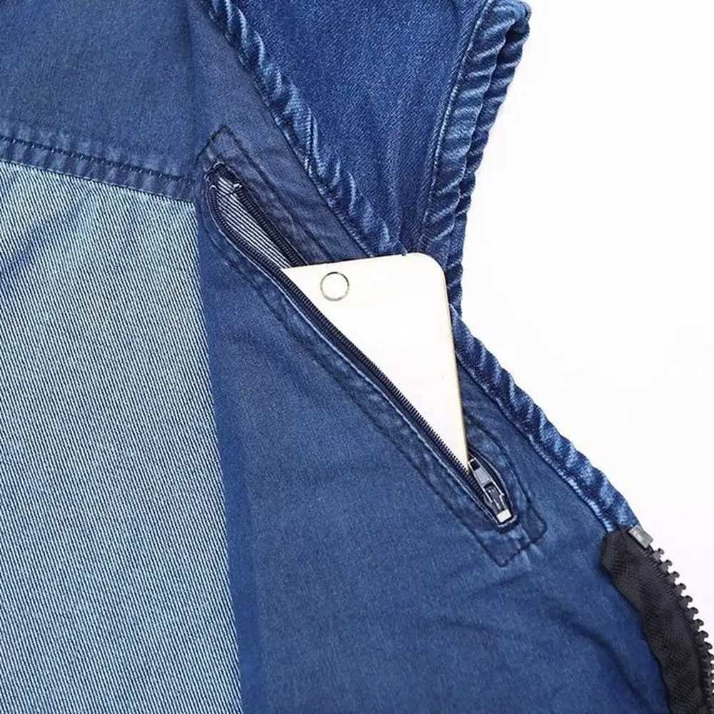 2021 Big Size V-Neck Classic Multi Denim Work Vest Mens Solid Casual Waistcoat with Many Pockets Fishing Vest Sleeveless Jacket X250403