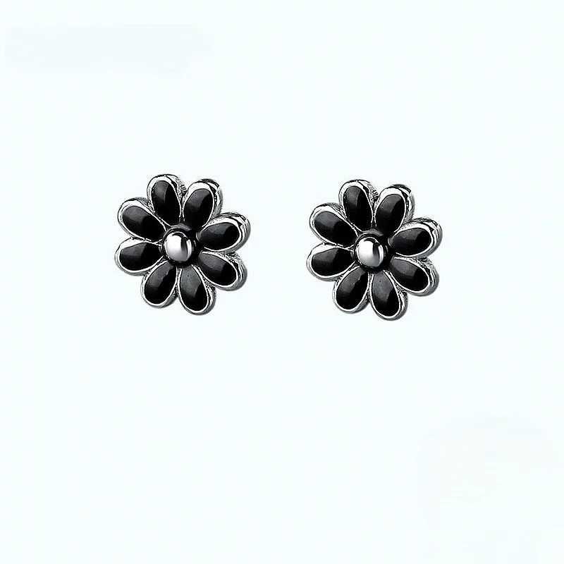 SOFTPIG Real 925 Sterling Silver 6mm Enamel Flower Stud Earrings For Women Classic Plant Fine Jewelry Minimalist Accessories C251103