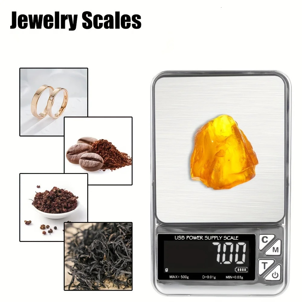 1Pc High Precision Electronic Scale 001g Digital LCD Count Stainless Pocket Scales Jewelry Scale Carat Scale Usb Power Supply 251028