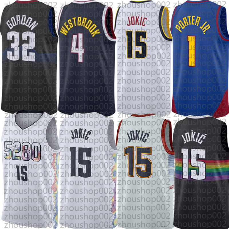 DEN Basketball Jerseys Jokic Nugget Aaron Gordon Jamal Murray Michael Porter jr Russell Westbrook Christian Braun Peyton Watson Dario Saric Custom Cit