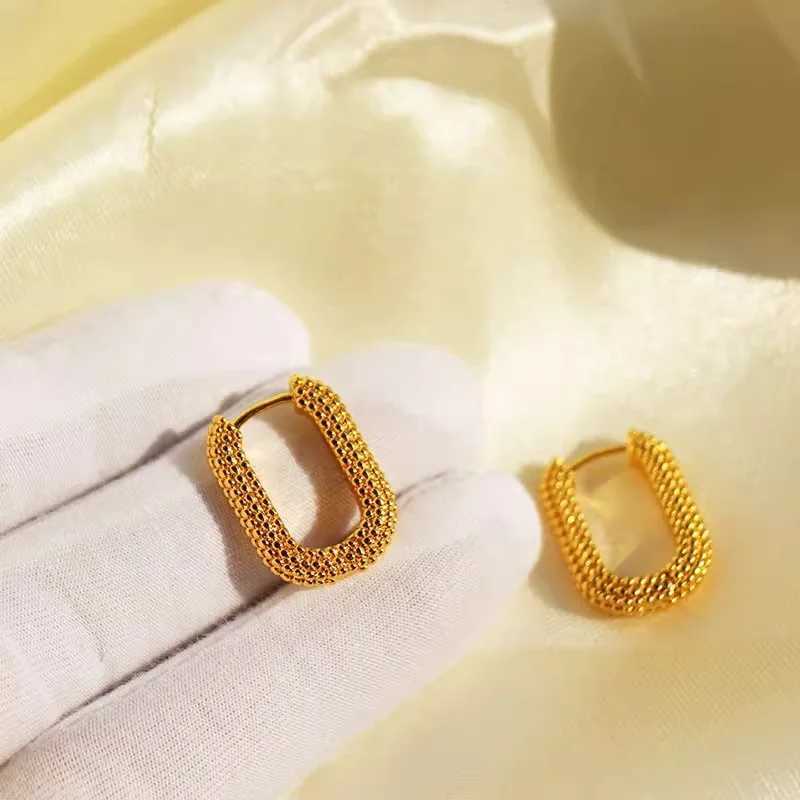 U-shaped square womens ring earrings luxury stainless steel round earrings 2024 trend new wedding aesthetic jewelry Aretes Y250401