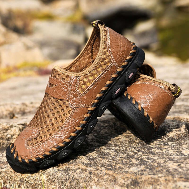 Summer Korean version trendy casual large round toe mesh shoes, men's outdoor low top breathable sports shoes