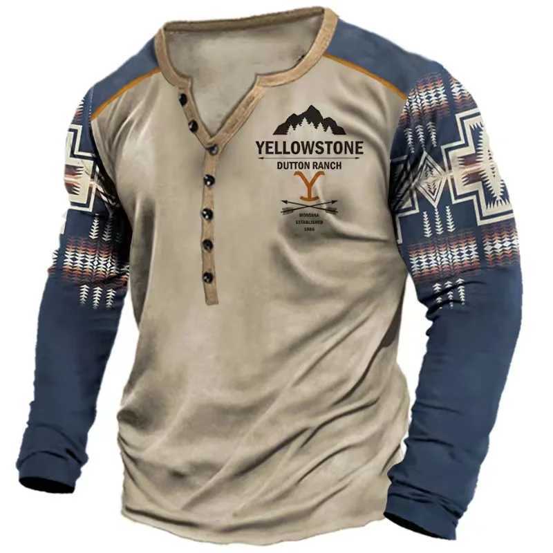 Vintage Mens T Shirt Long Sleeve Top Street Tees Usa Route 66 Letter Graphic 3d Print T-Shirt Fall Oversized Loose Clothing 4xl X250403