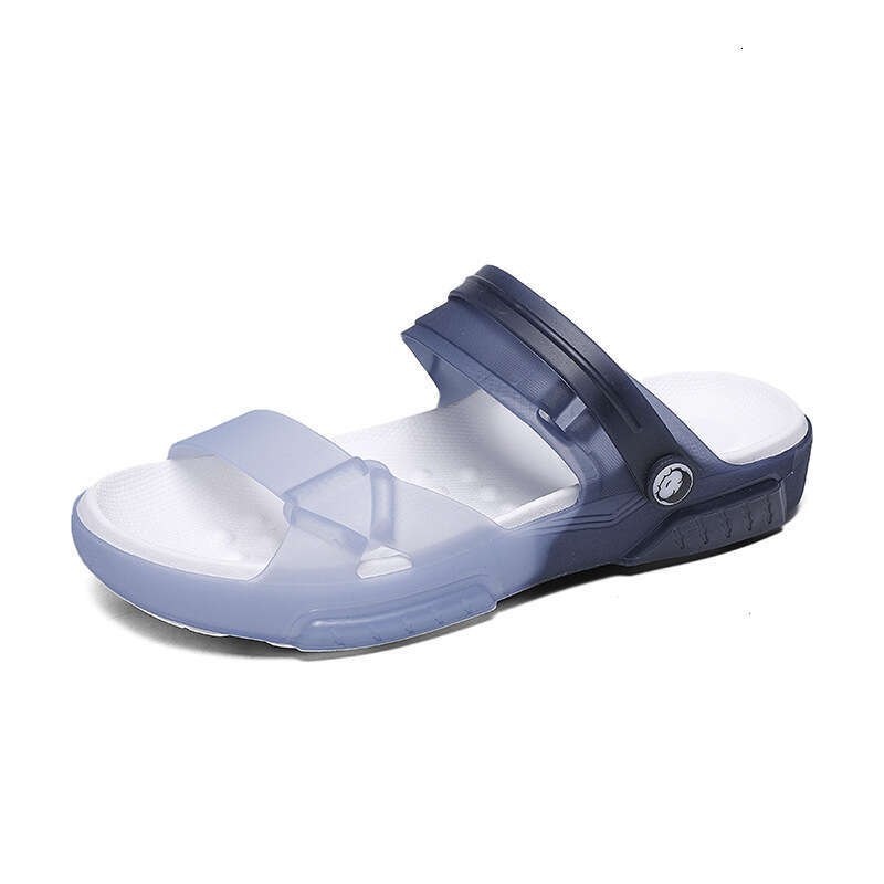 Large size men's thick soled perforated shoes 2024 new summer jelly opening fashionable outdoor beach sandals for men