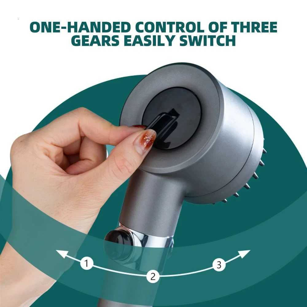3 Modes of Highpressure Shower Booster Nozzle Powerf Water Massage Shower Onetouch Stop Nozzle Bathro Accessories Y251103