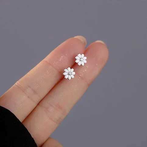 SOFTPIG Real 925 Sterling Silver 6mm Enamel Flower Stud Earrings For Women Classic Plant Fine Jewelry Minimalist Accessories C251103