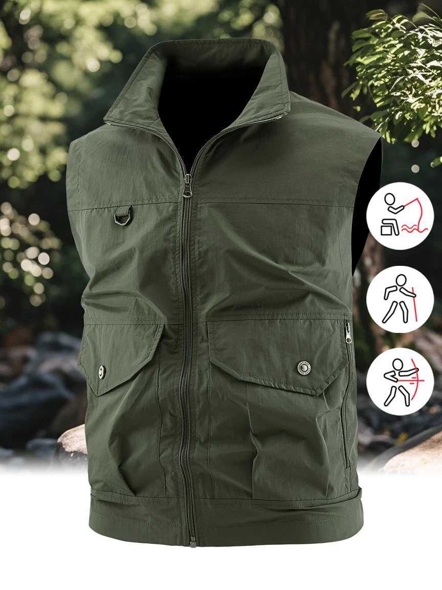 Mens Fishing Vest Travel Vest with Pockets Outdoor Work Photo Cargo Fly Summer Vest Hiking Camping Jacket Mesh Breathable M-6XL X250403