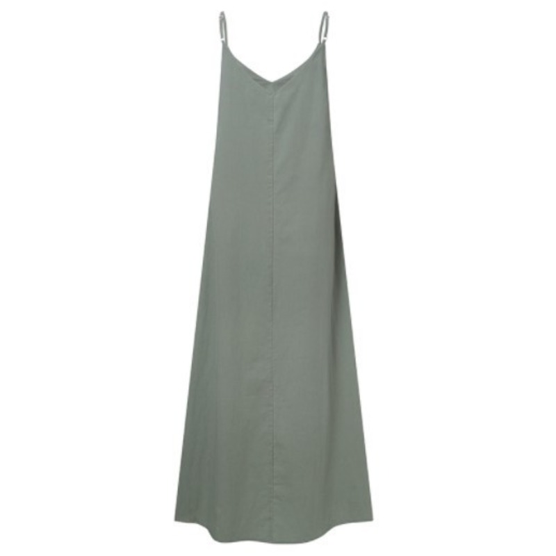 (489) New Solid Color Sleeveless V-neck Plus Size Loose Swing Dress