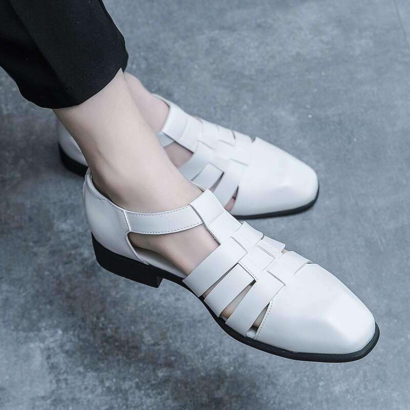 Large Summer New Fashionable Men's Casual Shoes Trendy Breathable Hollow Leather Sandals