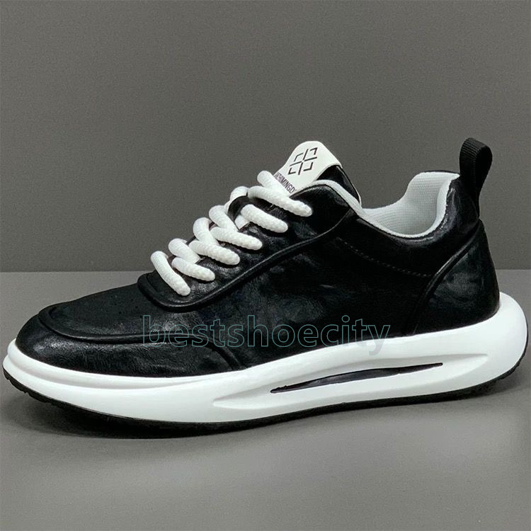 Fashion Running Shoes Durable Mens Trainers Black Coffee Color Comfortable Soft Leather Upper Exterior Non-Skid Tread Chunky Sneakers Size 39-44