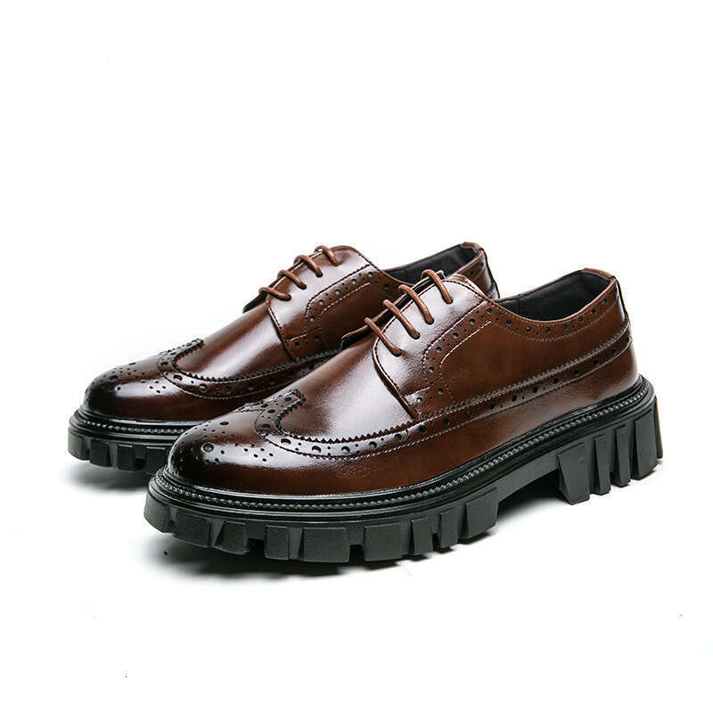 2024 Men's Large Size New Casual Fashion Thick soled Breathable Leather Shoes Korean Edition Trendy Series