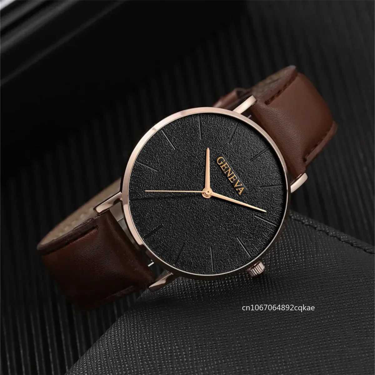 New Men Watch Luxury Bracelet Set Fashion Business Brown Leather Quartz Wrist Watches for Men Gift Set Relogio Masculino NO BOXW251104
