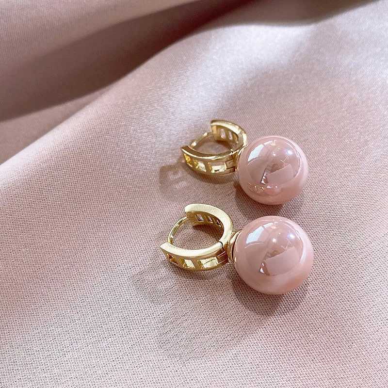 New Arrival Temperament Geometric U-shaped Powder Pearl Zircon Dangle Earrings Fashion Women Crystal Jewelry Gifts Y250401