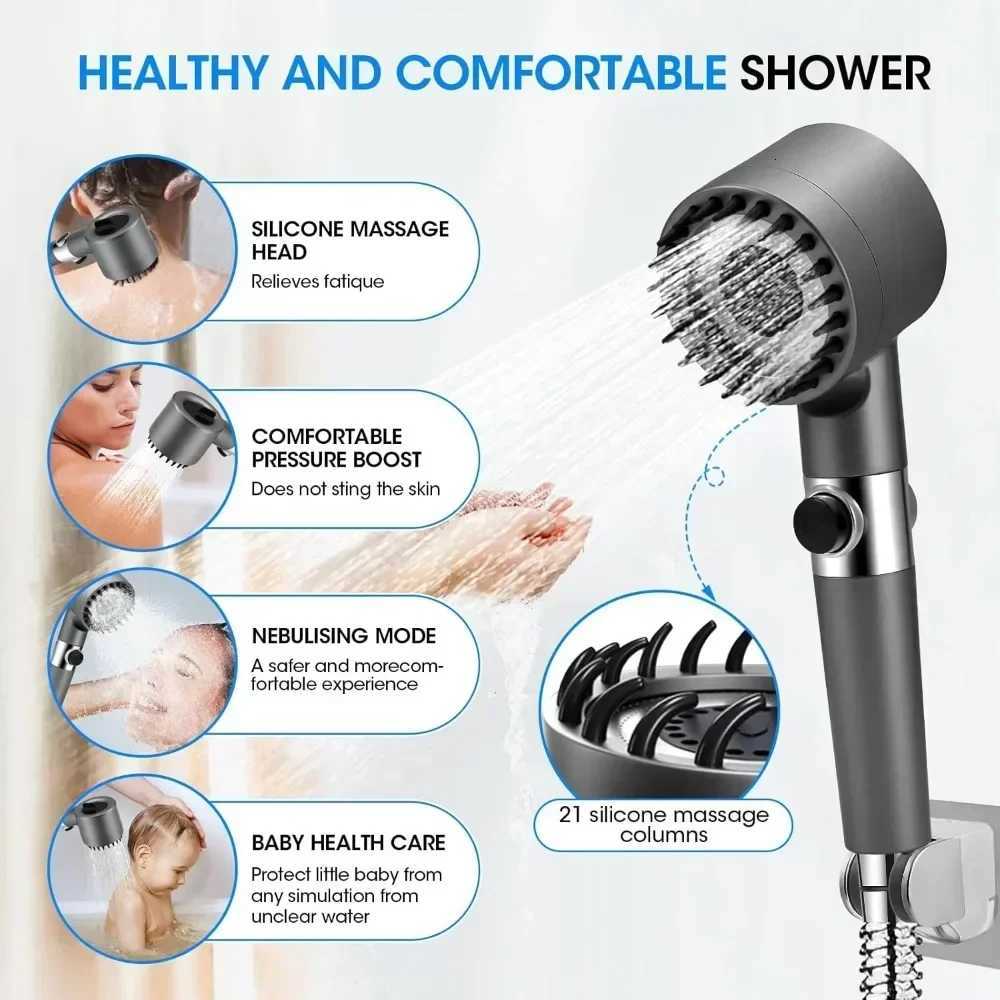 High Pressure Shower Raindrop Faucet 3 Mode Adjustable Spray Filtration System with Massage B for Spa Experience Y251103