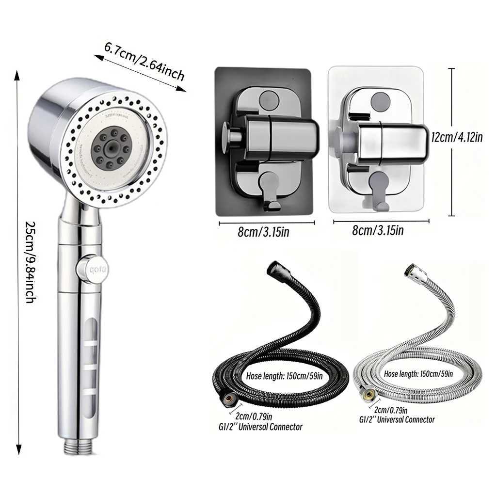6 Modes High Pressure Shower ABS Water Saving Filter Shower Fall Resistance Bath Shower Nozzle Set with Stop Button Y251103