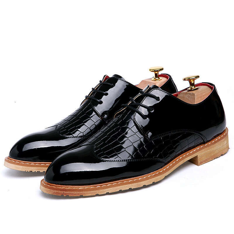 2024 Men's Large Size Spring and Autumn New Casual Fashion Block Small Leather Shoes Korean Edition Trend