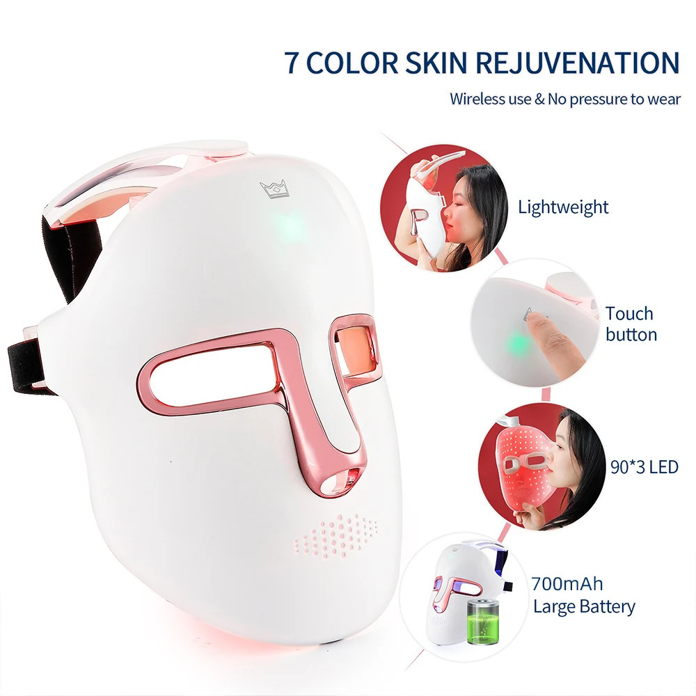 7 Colors LED Face Beauty Machine Red Light Skin Care Led Mask Home Use Devices Skin Tighten Rejuvenation Facial Mask 251030