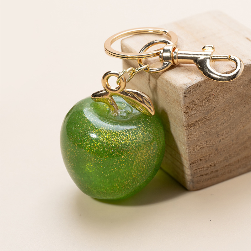 designer bag charm Hot Selling Apple Keychain fashion Exquisite Crystal Resin Fruit Bag Car DIY Pendant keychain designer