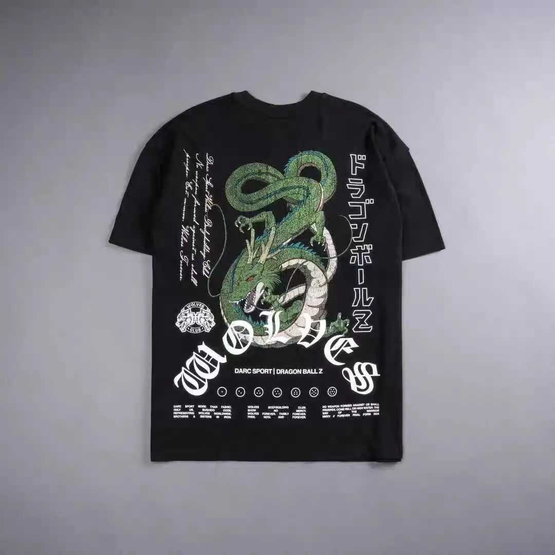 Dragon! SPORT Wolf Head High Quality T-shirt Summer City Fitness Sport Loose Casual Crewneck Mens T-shirt 100% cotton X250403