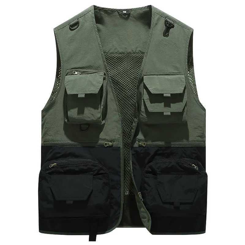 Men Outdoor Fishing Vests Quick Dry Breathable Multi Pocket Mesh Jackets Photography Sleeveless Pocket Vest Patchwork Fish Vest X2504039