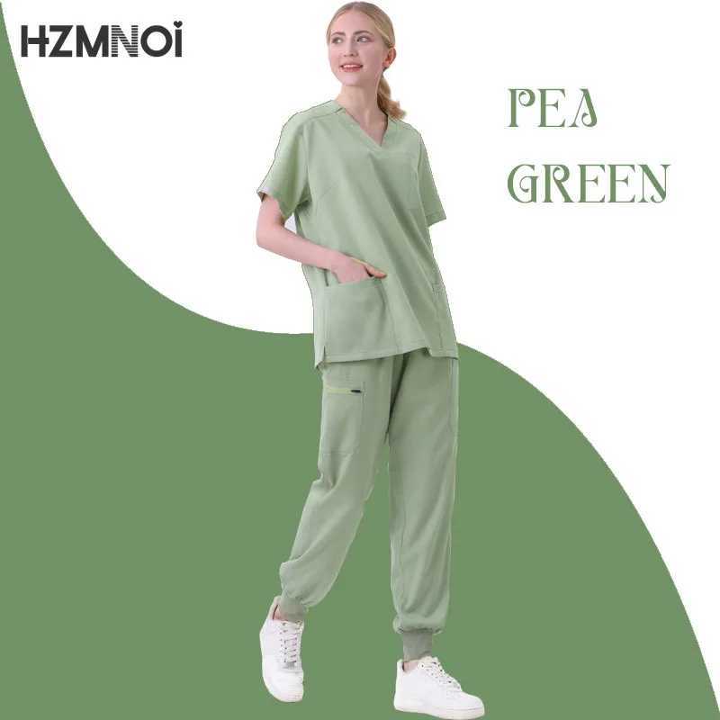 HZMNOI Short Sleeve Nurse Dress Uniform Stylish Female Womens Tie Up Medical Scrubs Nurse Uniform Medical Spa Women Uniforms J251103