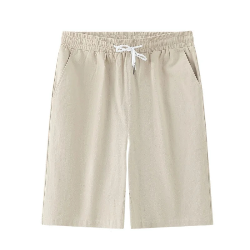 Mens cotton summer beach casual drawstring shorts breathable and lightweight pants outdoor solid sports running 250403e
