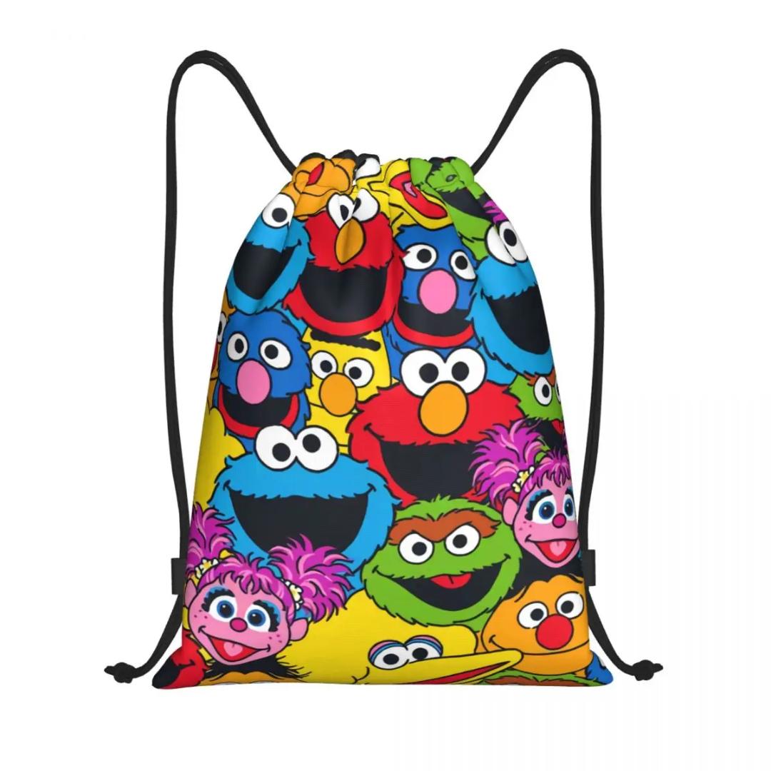 Custom Sesame Street Cookie Monster Drawstring Bags for Training Yoga Backpacks Men Women Happy Elmo Sports Gym