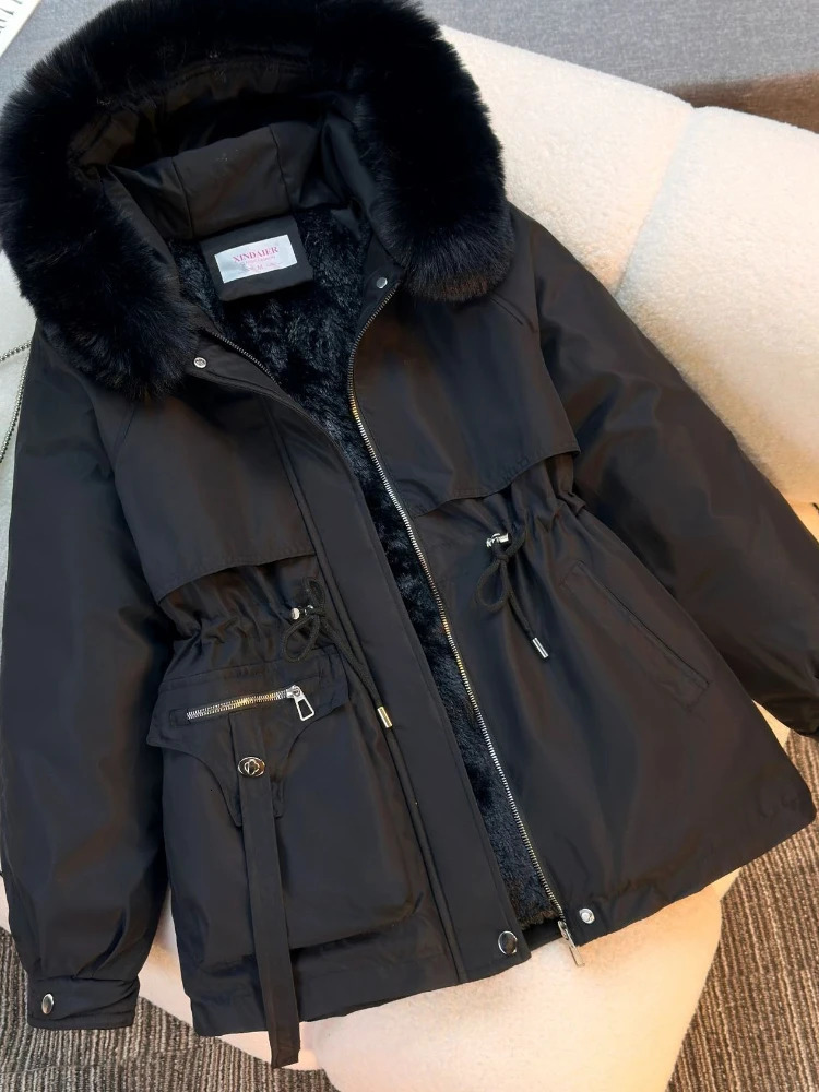 in Womens Autumn Winter Fashionable Loose Hooded Jacket Solid Color Casual Thick Warm Zipper Parka Coat Clothes Tops 251106