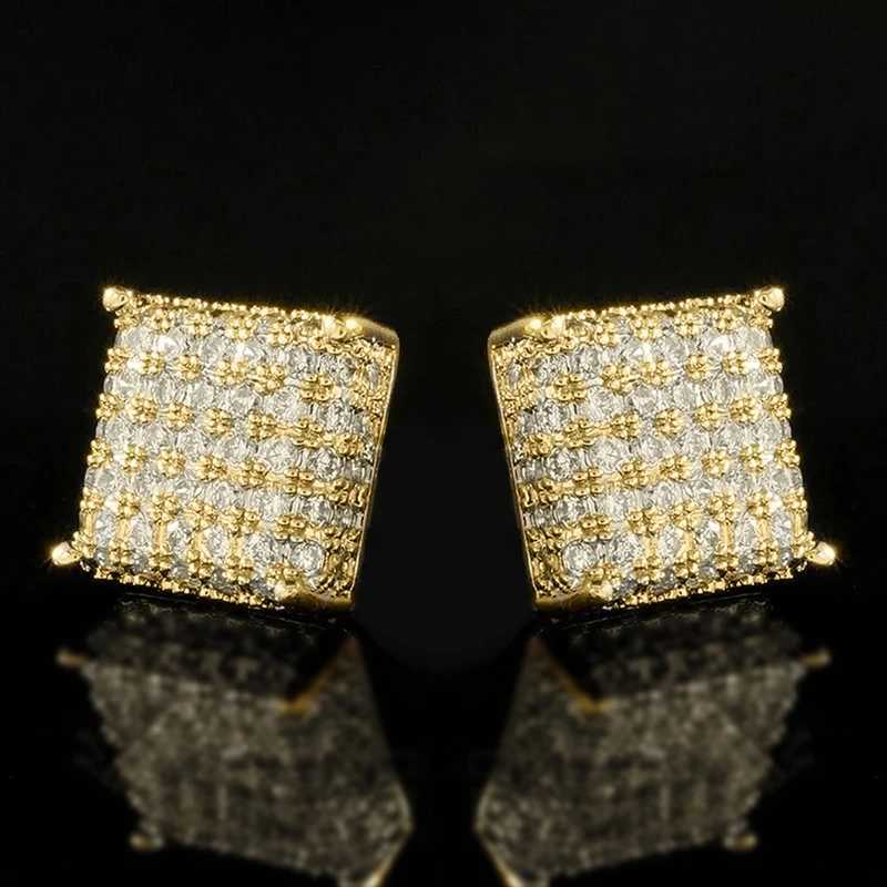 Huitan womens earrings classic square earrings perforated sparkling cubic zirconia daily wearable multifunctional jewelry Y250401