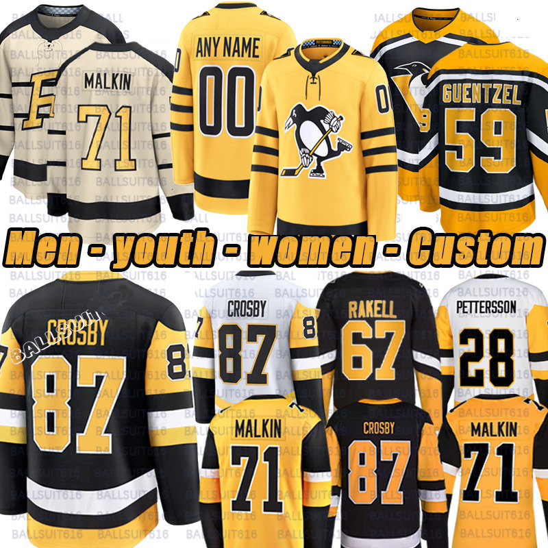 Penguin 87 Sidney Crosby Jersey Evgeni Malkin Wear Gold Alternate hockey jerseys Breakaway Kris Letang Erik Karlsson Rust