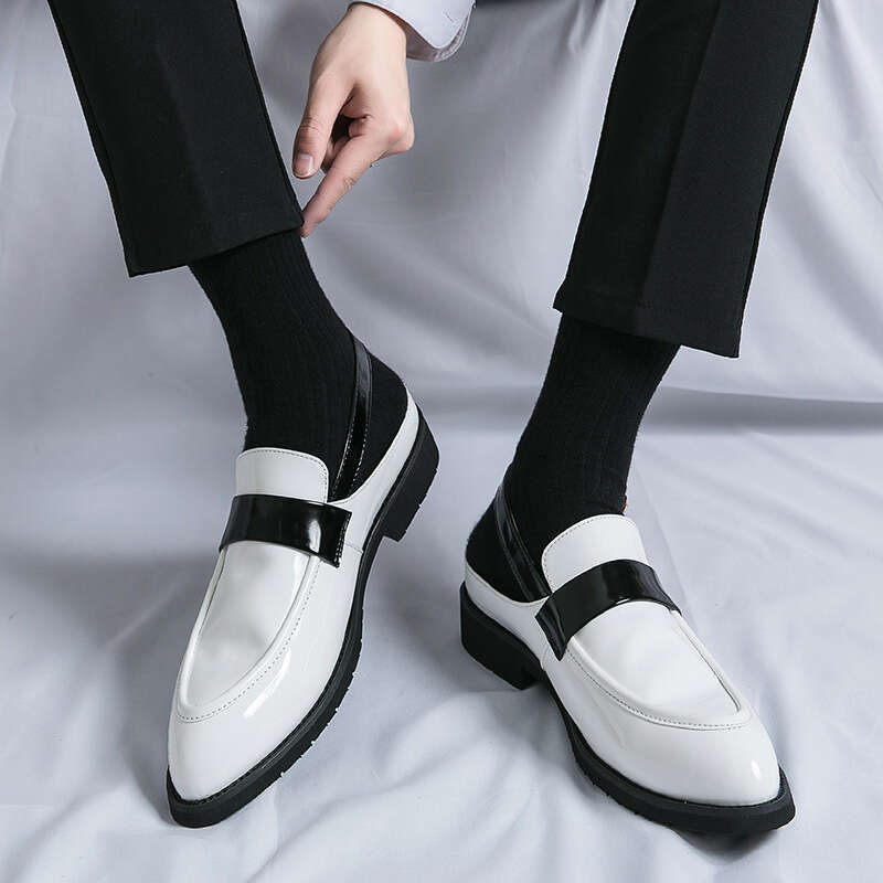 2024 men's shoes in plus size, new semi trailer glossy fashionable breathable casual leather shoes, and trendy
