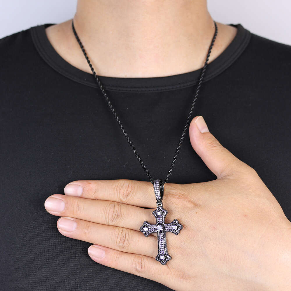 New Iced Out Bling Cz Cubic Zirconia Paved 3pcs Cross Set Pendant Necklace Link Chain Luxury Hip Hop Jewelry for Gift fzxjrdz