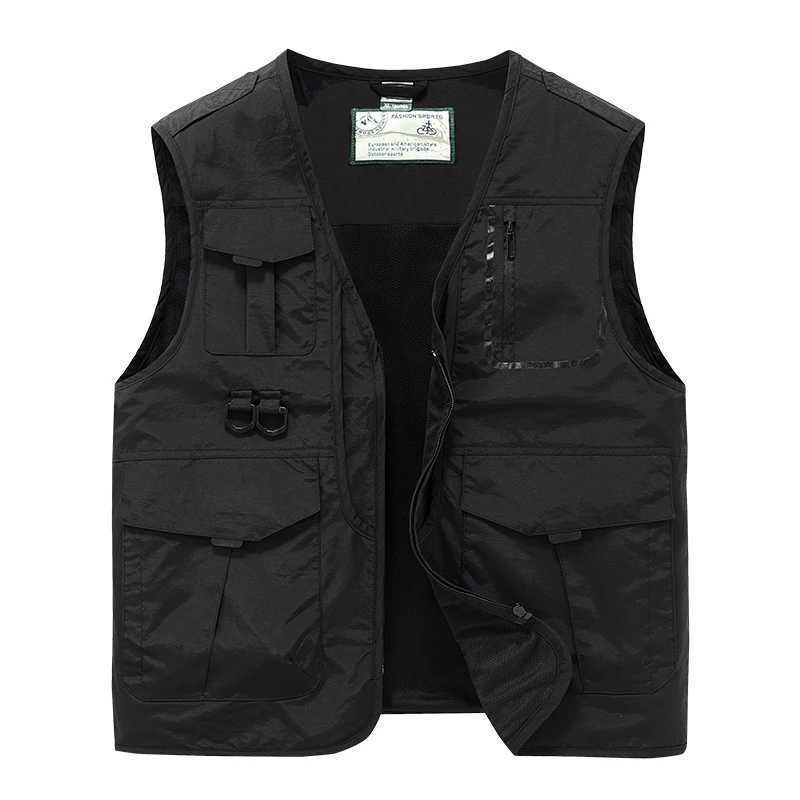 New functional vest for men loose fit large size thin workwear multi pocket photography fishing outdoor vest jacket for me X250403