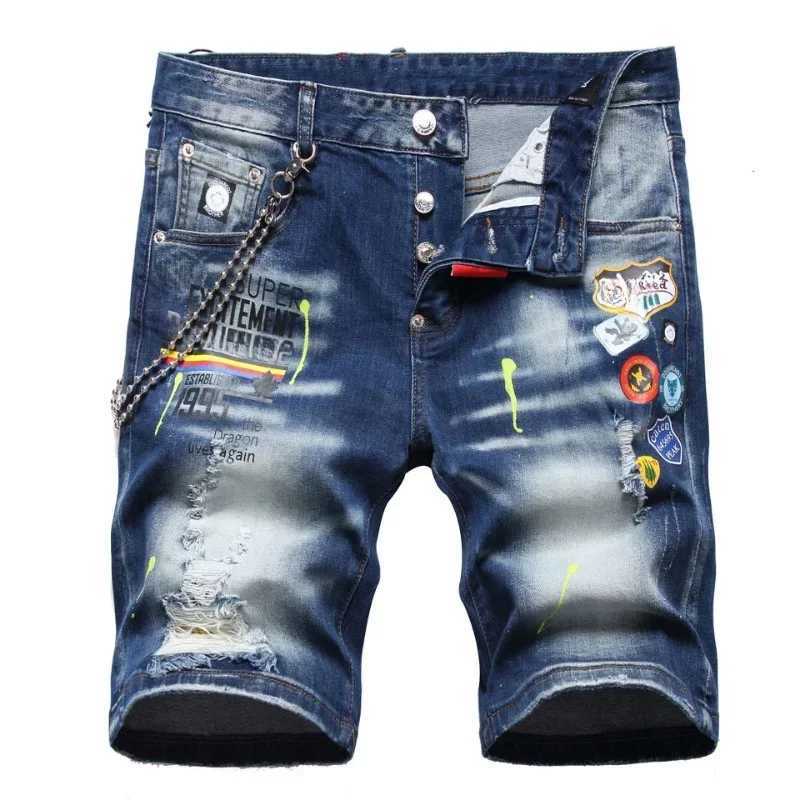 New Summer Mens Italian Street Denim Jeans Mens Light Blue Straight Denim Shorts Fashion Casual Jeans X260526