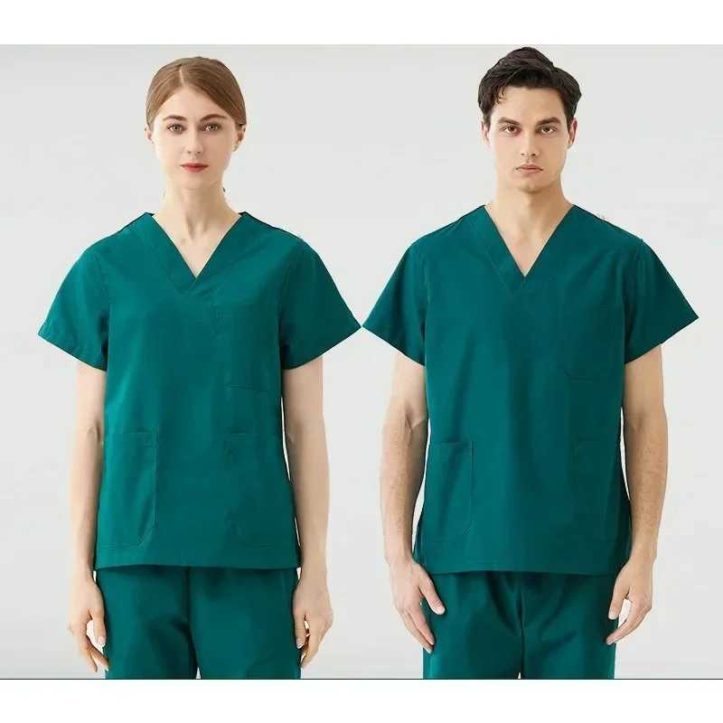 New Style Long Sleeves Scrub Set Nurse Workwear Scrubs Nursing Uniforms V Neck Women Men Solid Color Doctor Working Suit Cheap J251103