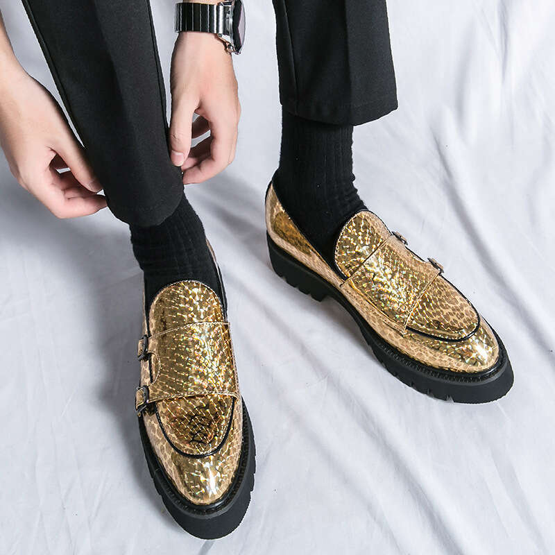 2024 shoes in plus size, new casual leather fashionable men's set shoes, trendy British style hair
