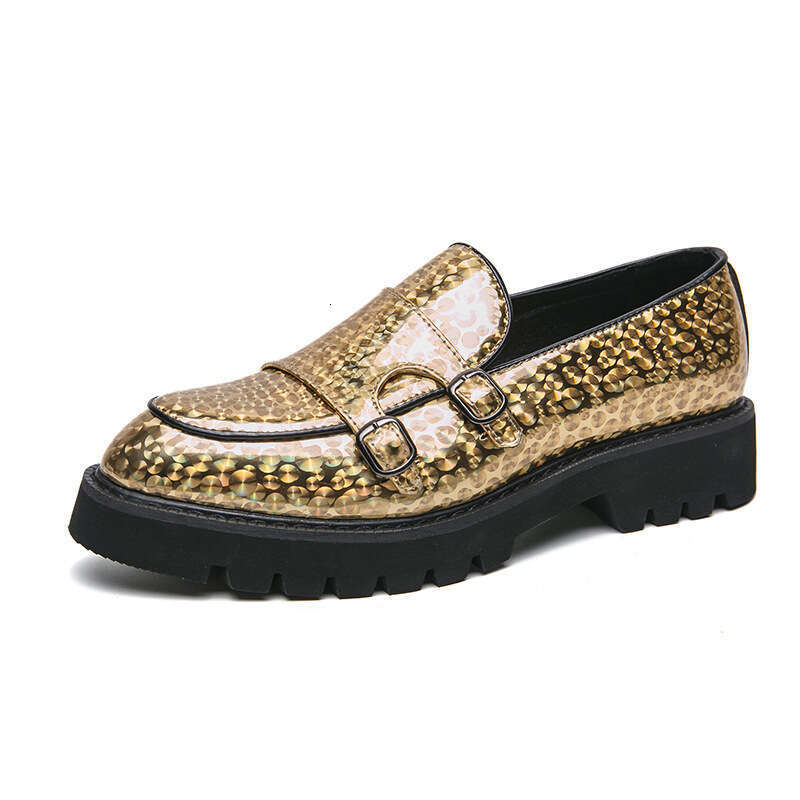 2024 shoes in plus size, new casual leather fashionable men's set shoes, trendy British style hair