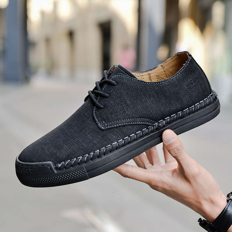 Fashionable low cut lace up flat seasonal new styles for men's casual leather shoes, oversized trendy shoes