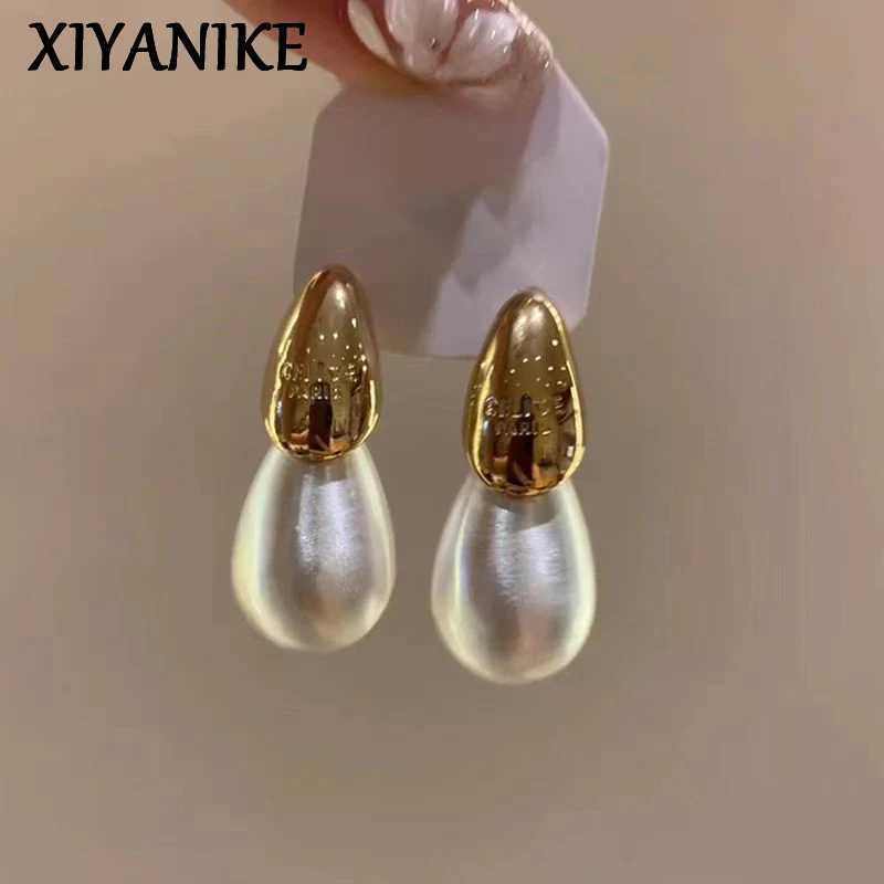 Xiyanike Double Water Drop Earnail Perforated Earnail Womens Retro New Jewelry Valentines Day Gift Party Wedding Y250401