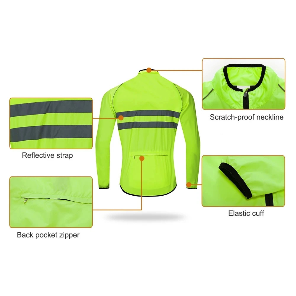 WOSAWE Ultralight Mens Bicycle Windproof Reflective Jacket Windproof Bicycle Jacket Waterproof MTB Road Bicycle Long Jersey 250328