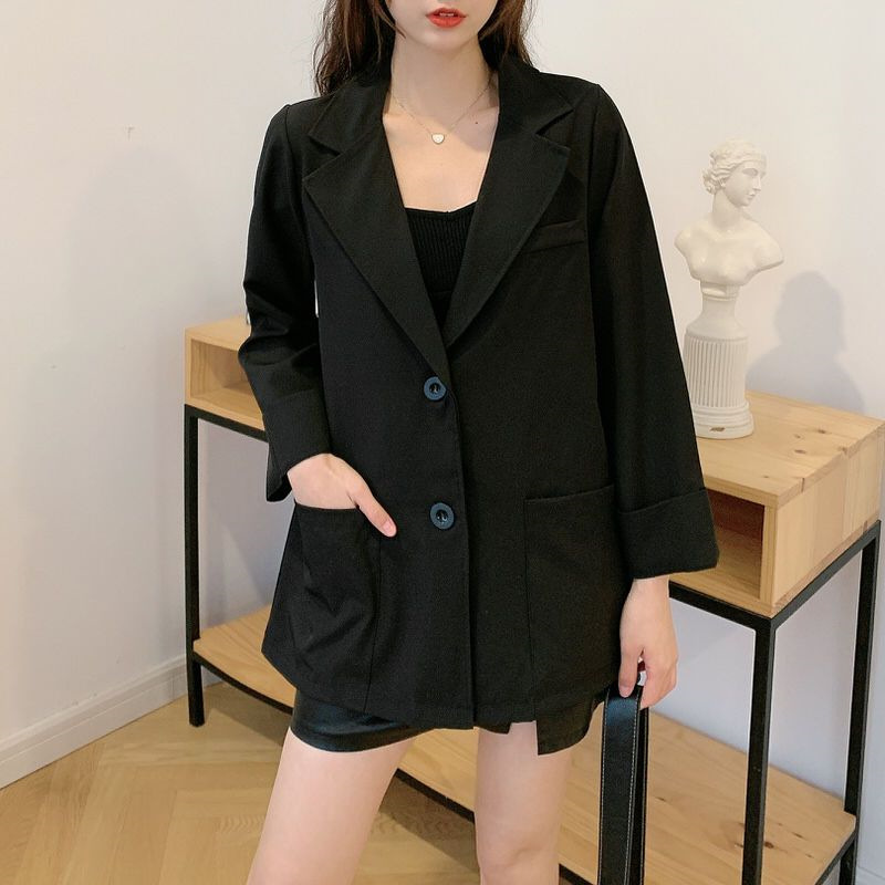 N41Chic Female Student Suit Jacket | Black Net Red Design | Perfect for Transitioning Weather