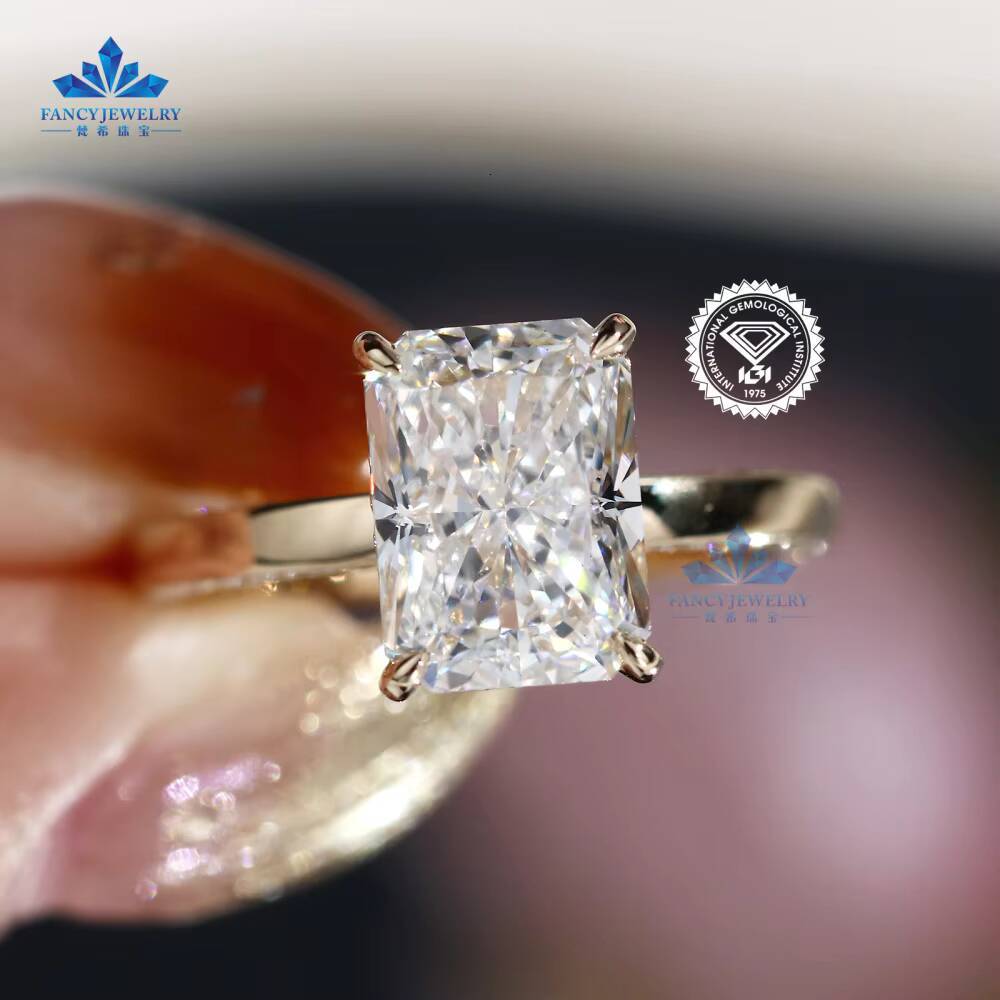 IGI Certificate 14K Yellow Gold Wedding Ring Luxury 1CT3CT Radiant Cut Lab Grown CVD Diamond Ring for Women Ladies