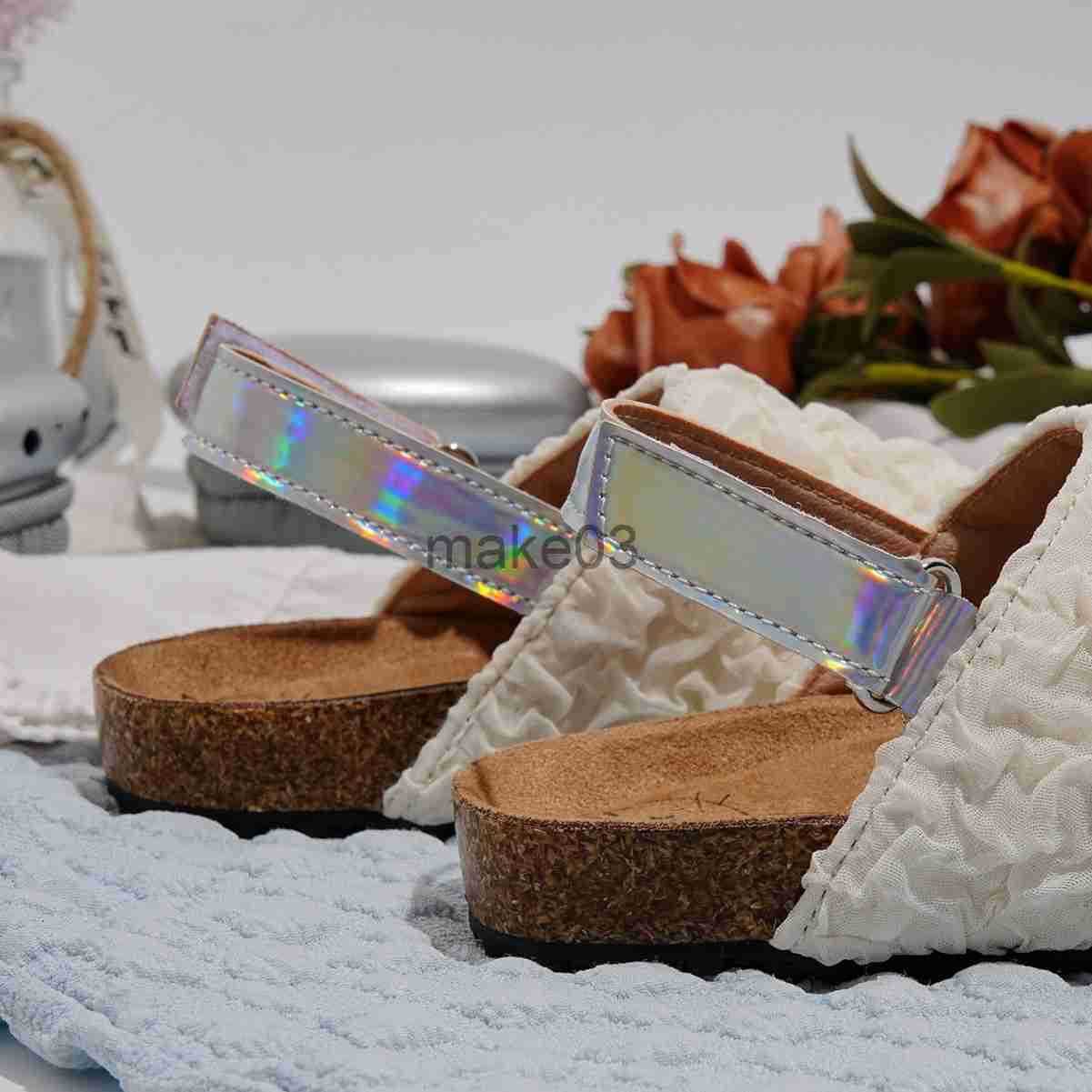 2025 flat bottomed girls summer new slippers fashionable foam gauze soft soled childrens sandals childrens princess sandals J250403