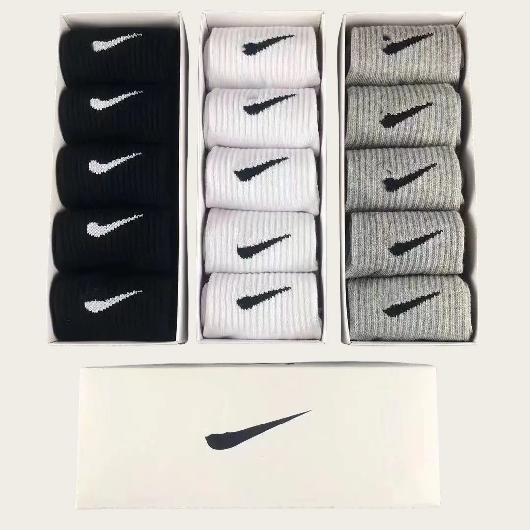 Hot sale of brand men's and women's pure cotton socks, white and black socks, men's soft and breathable sports stockings, men's summer and winter multi-color socks