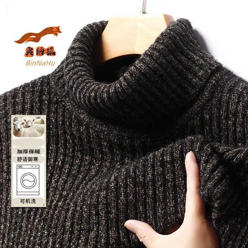 New Casual Mens Turtleneck Sweater in Winter Knitted Trendy High-end Thickened Slim Base WarmT251103