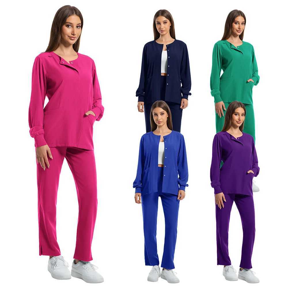 Scrubs Women Set Nursing Uniforms Clinical Set Nurse Doctor Dustproof Workwear Surgical Long Sleeve Medical Jacket Wide Pants J251103